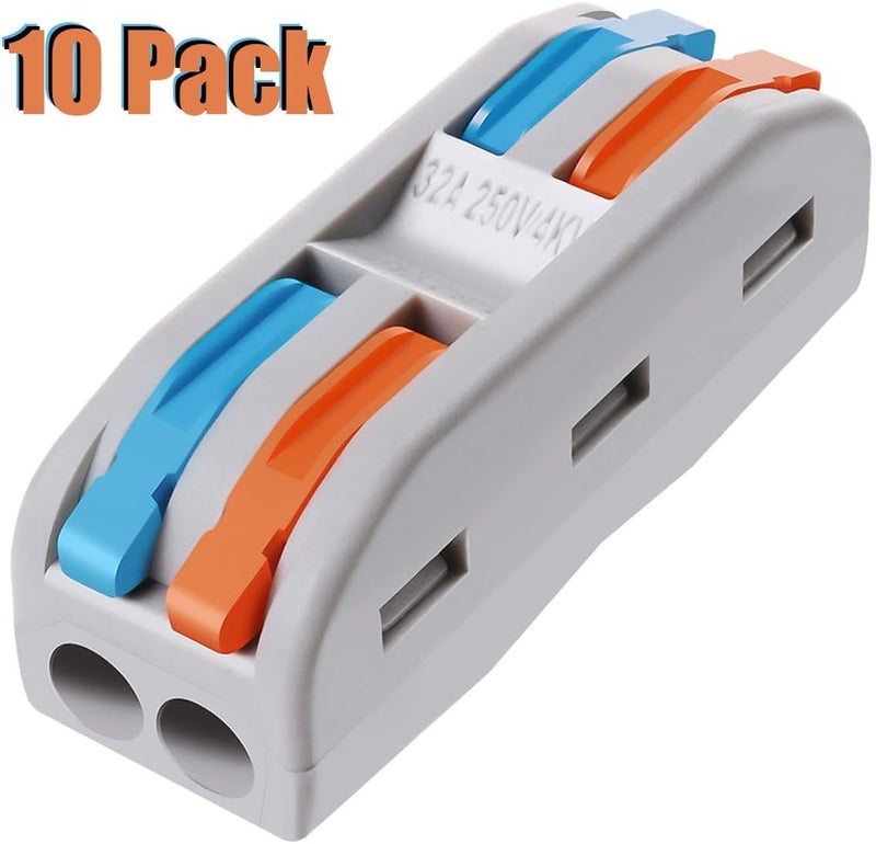 VAMRONE Wire Connectors Nuts, 10Pcs 2 Conductor Compact Splicing Wire Connectors with Colored, 2 Circuit Inline Splices, 28-12 AWG[ SPL-2] - Image 2