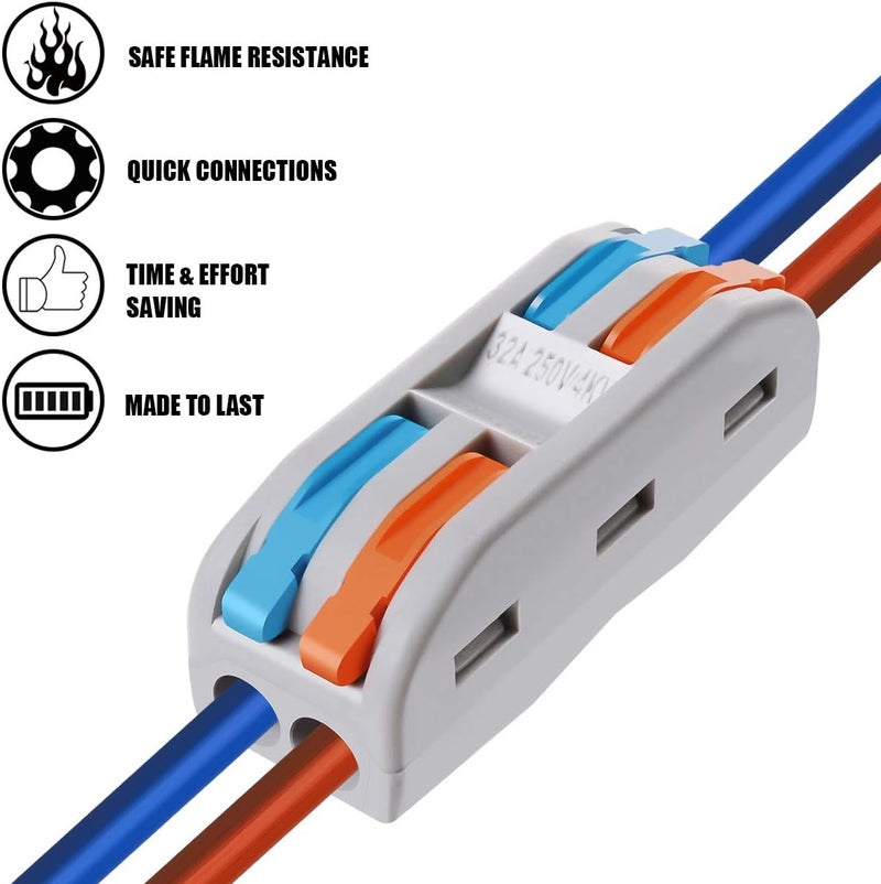 VAMRONE Wire Connectors Nuts, 10Pcs 2 Conductor Compact Splicing Wire Connectors with Colored, 2 Circuit Inline Splices, 28-12 AWG[ SPL-2] - Image 5
