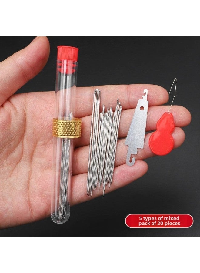 Household Eye Needle Sewing Needle Special Long Needle Thick Needle Big Nose Needle Large Hole Steel Needle For Old People Hand Sewing Needle-Color:Mixed Pack Of 20 Pieces Free Gifts  - Image 1