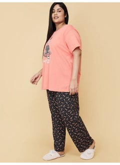 Max Women Plus Size Pure Cotton Printed T-Shirt with Pajama Set (Su22Cs03P_Peach) - pzsku/Z9877AD09DEBE540D1F7CZ/45/_/1738306209/70ca676c-8360-490c-bebf-61c00f7494e6