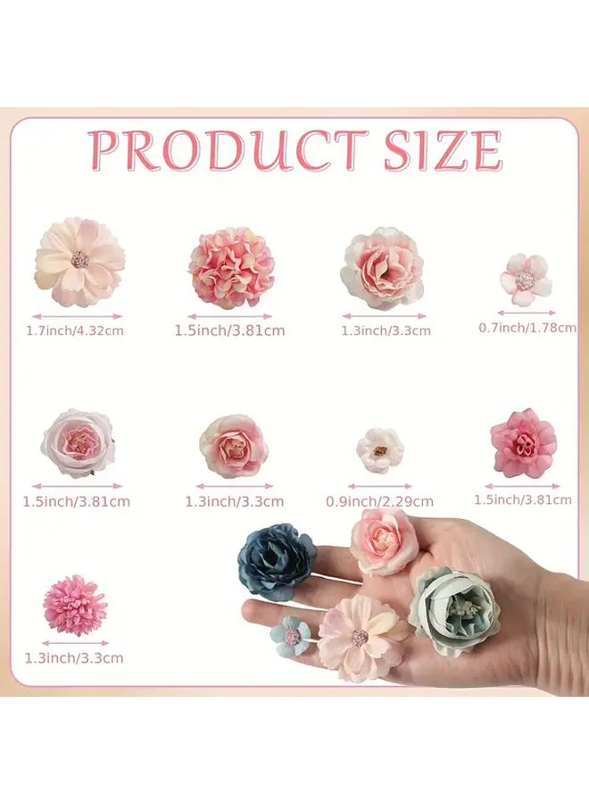 50pcs Blue And Pink Artificial Flower Heads For Crafts Wedding Home Decor - Image 2