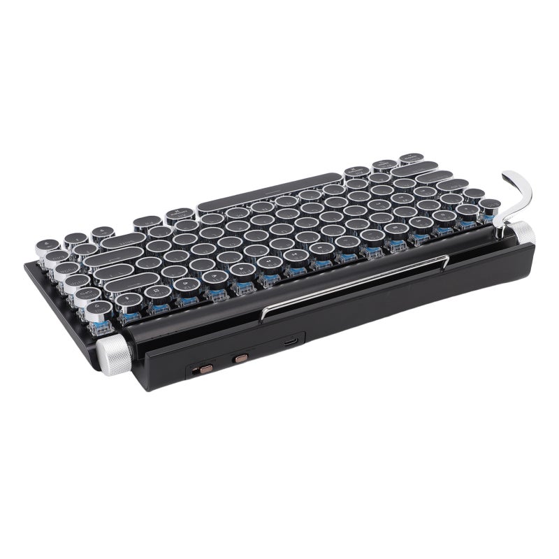 Retro Mechanical Keyboard 83-Key Black Hot Swappable Blue Switches - 14 Backlit Modes Dual Mode Wireless Typewriter Keyboard for Writers Gamers Home Office - Image 4