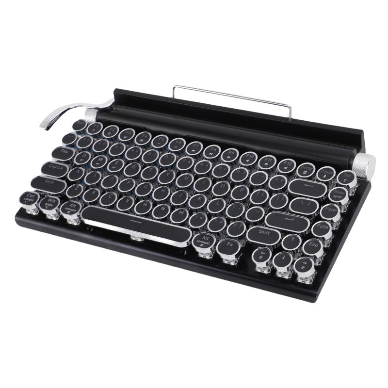 Retro Mechanical Keyboard 83-Key Black Hot Swappable Blue Switches - 14 Backlit Modes Dual Mode Wireless Typewriter Keyboard for Writers Gamers Home Office - Image 2