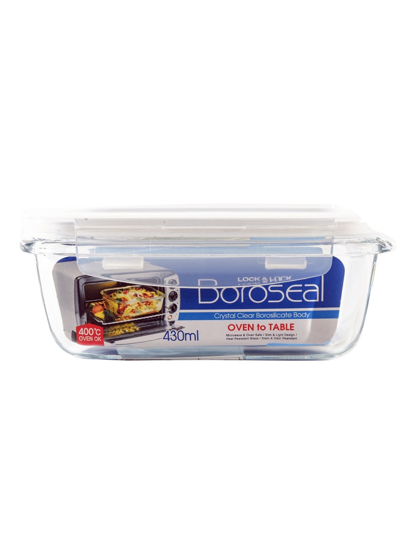 LOCK & LOCK LocknLock 430ml Oven-Safe Borosilicate Glass Rectangular Container with Airtight Lid - Microwave, Freezer, and Dishwasher Safe  - Image 2