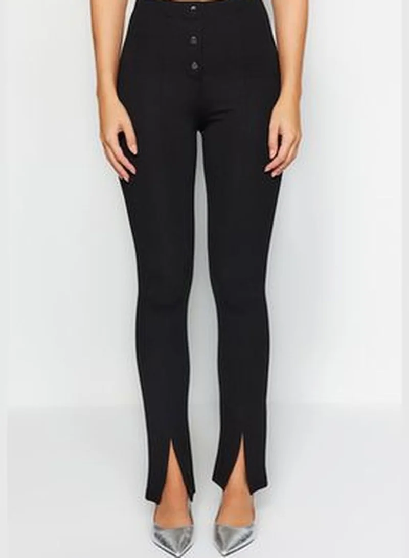 trendyol Black High Waist Knitted Leggings With Firming/Contouring Buttons TWOAW24TA00014