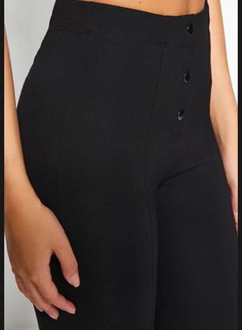 trendyol Black High Waist Knitted Leggings With Firming/Contouring Buttons TWOAW24TA00014