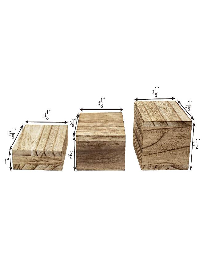 MOOCA 3-Piece Wooden Square Risers for Display Jewelry and Accessories Stand, Wood Display Stand, Oak Color - Image 2