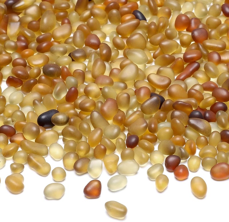 سوريم زجاج البحر SUREAM العنبر الداكن، صخور أحواض السمك للأحواض المائية، خرز زجاجي للمزهريات، صخور صغيرة لحشو المزهرية، ديكورات أحواض السلاحف والنباتات النضرة (0.8 رطل) - Image 1