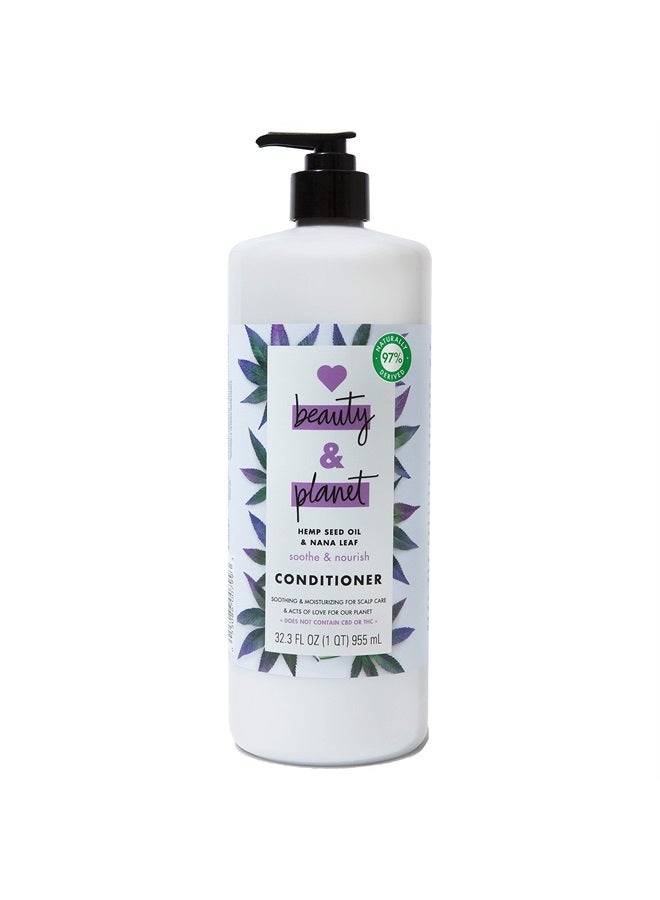 love beauty and planet Soothe & Nourish Dry Hair Conditioner Clean Scalp & Nourished Hair Care Hemp Seed Oil & Nana Leaf Paraben & Silicone Free and Vegan, 32.3 Fl Oz - Image 1