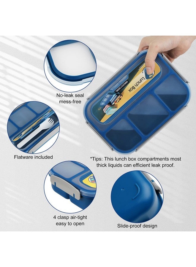MaMix Bento Lunch Box Adult, Lunch Box Kids, Lunch Containers for Adults/Kids/Students,1300ML-4 Compartment Bento Box for Kids (blue) - Image 3