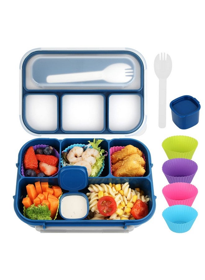 MaMix Bento Lunch Box Adult, Lunch Box Kids, Lunch Containers for Adults/Kids/Students,1300ML-4 Compartment Bento Box for Kids (blue) - Image 1