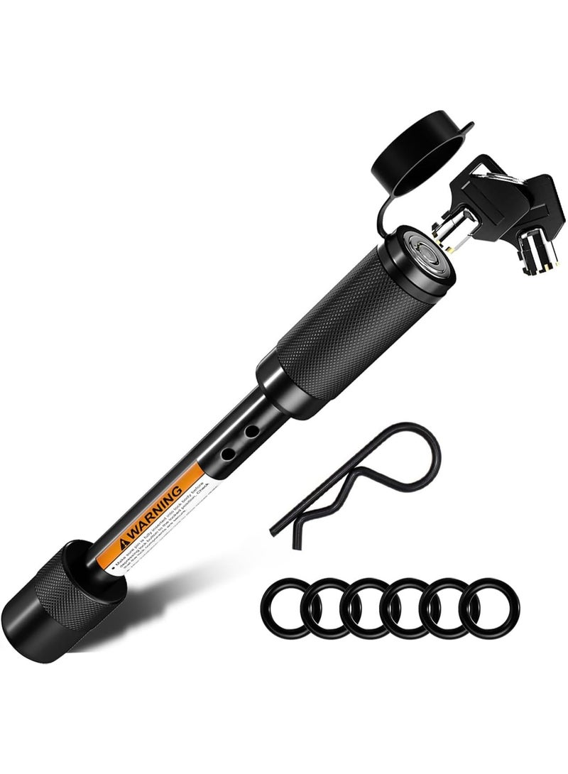 Bukela Trailer Hitch Lock 5/8 Inch, Hitch Pin Lock for Class III/IV 2" & 2-1/2" Receivers, Locking Tow Hitch Pin with Key, Safety Clip & Anti-Rattle O-Rings for Tow Truck, Bike, Car, Boat, Black - Image 1
