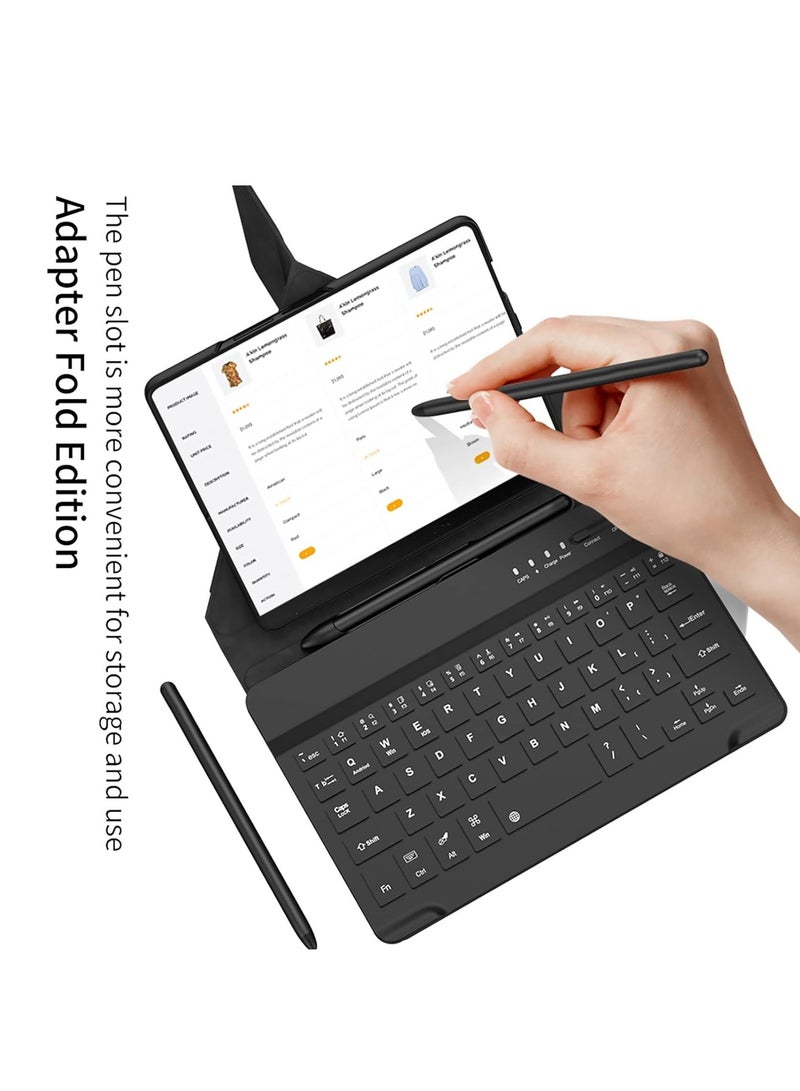 4 in 1 Case for Samsung Galaxy Z Fold 5, with Bluetooth Keyboard, Keyboard Case and Pen, Luxury Leather Portable Travel Foldable Keyboard Case for Samsung Z Fold 5 (Fold 5, Carbon Fiber Black) - Image 5