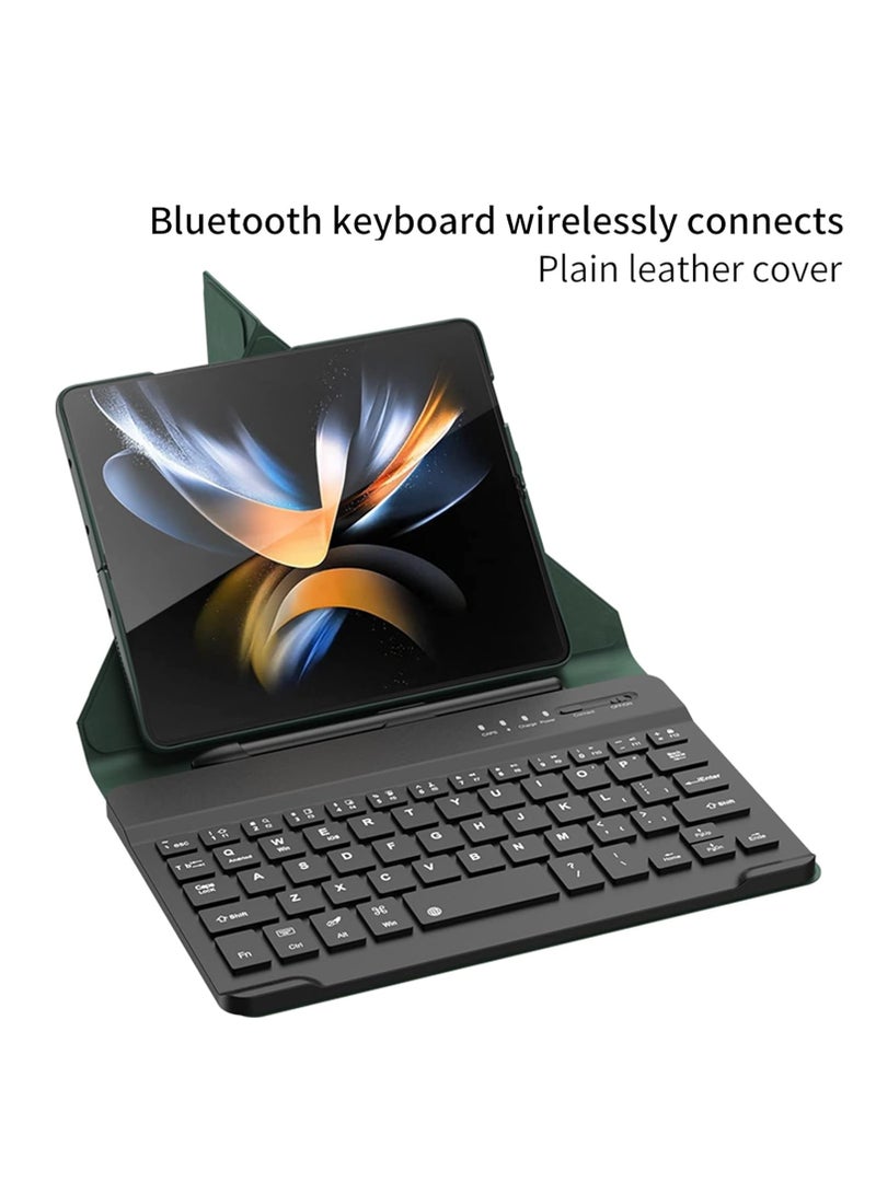 4 in 1 Case for Samsung Galaxy Z Fold 5, with Bluetooth Keyboard, Keyboard Case and Pen, Luxury Leather Portable Travel Foldable Keyboard Case for Samsung Z Fold 5 (Fold 5, Carbon Fiber Black) - Image 4