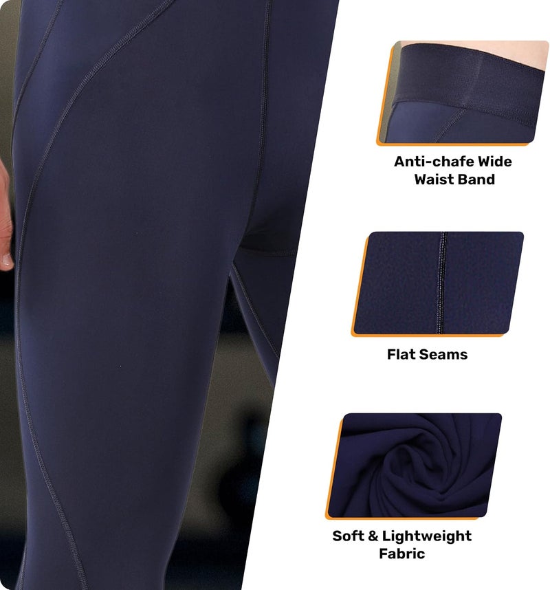Athmonk Compression Nylon Lycra Lower Leggings Tights Yoga Pants for Men Boys - Workout Gym Exercise Running Cycling Training - Full Leg Sleeves - Cold Weather Sports Inner - Skinny Fit - Image 5