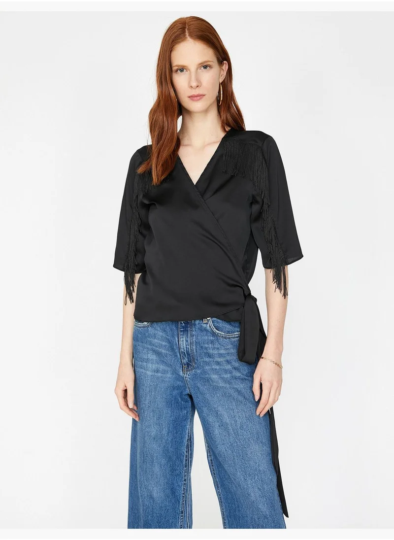 كوتون Tassel Detailed Blouse