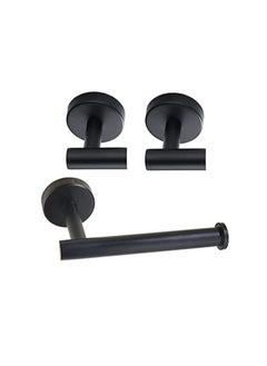 SYOSI SUS 304 Stainless Steel Wall Mounted - Includes Bathroom Toilet Paper Holder, 2X Robe Towel Hooks Bathroom Accessories Kit（3 PCS ，Matte Black）  - Image 1