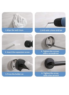 SYOSI SUS 304 Stainless Steel Wall Mounted - Includes Bathroom Toilet Paper Holder, 2X Robe Towel Hooks Bathroom Accessories Kit（3 PCS ，Matte Black）  - Image 5