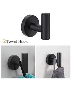 SYOSI SUS 304 Stainless Steel Wall Mounted - Includes Bathroom Toilet Paper Holder, 2X Robe Towel Hooks Bathroom Accessories Kit（3 PCS ，Matte Black）  - Image 4
