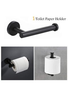 SYOSI SUS 304 Stainless Steel Wall Mounted - Includes Bathroom Toilet Paper Holder, 2X Robe Towel Hooks Bathroom Accessories Kit（3 PCS ，Matte Black）  - Image 2
