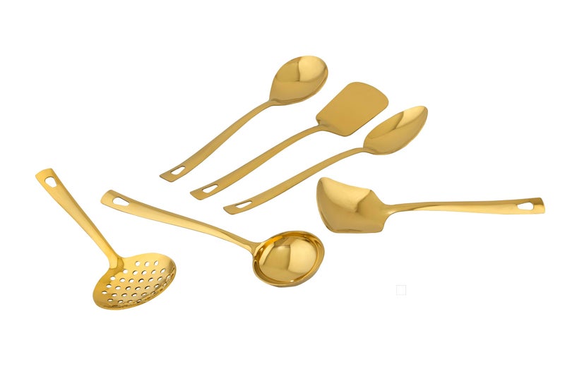 ROSTON Serving Spoon Golden Set of 6 Stainless Steel Multipurpose for Kitchen Chamcha for Kitchen, 25 cm - Image 5