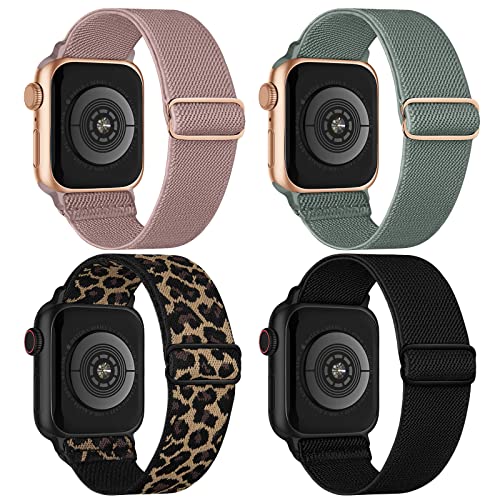CCnutri Stretchy Nylon Solo Loop Bands Compatible with Apple Watch 38mm 40mm 41mm 42mm 44mm 45mm 49mm, Sport Elastic Wristbands Women Men Straps for iWatch Series 9/8/7/6/5/4/3/2/1/SE/Ultra/Ultra 2, 4 Pack - Image 1