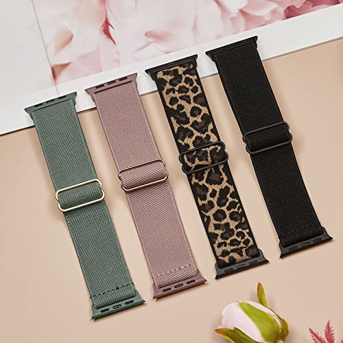 CCnutri Stretchy Nylon Solo Loop Bands Compatible with Apple Watch 38mm 40mm 41mm 42mm 44mm 45mm 49mm, Sport Elastic Wristbands Women Men Straps for iWatch Series 9/8/7/6/5/4/3/2/1/SE/Ultra/Ultra 2, 4 Pack - Image 4
