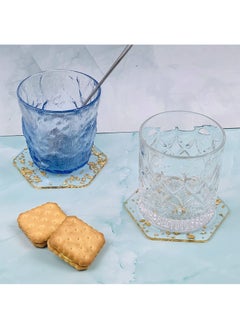 Arabest Coasters Set of 6 with Metal Stands, Acrylic Gold Foil Coasters, Anti-Scald Heat Resistant Table Protection, Coasters for Various Cups Teapot  - Image 4