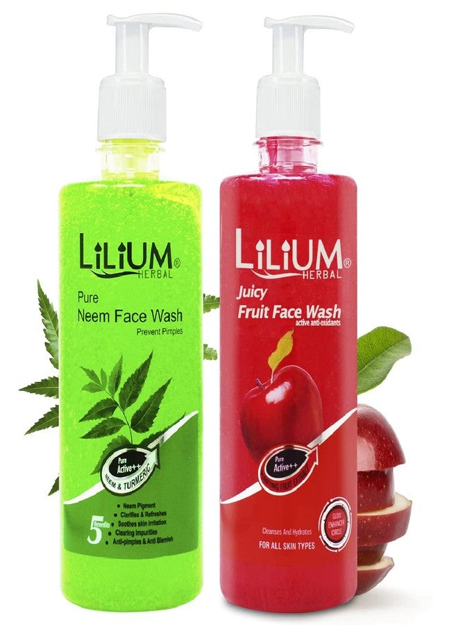 Lilium Herbal Fruit & Neem Daily Face Wash, 500ml Each | Enriched With Neem Extract & Vitamin E For Normal To Oily Skin, Cruelty Free Pack Of 2 - Image 1