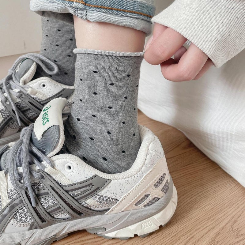 Cotton Socks Dot Pattern Breathable Summer Women White - Image 4