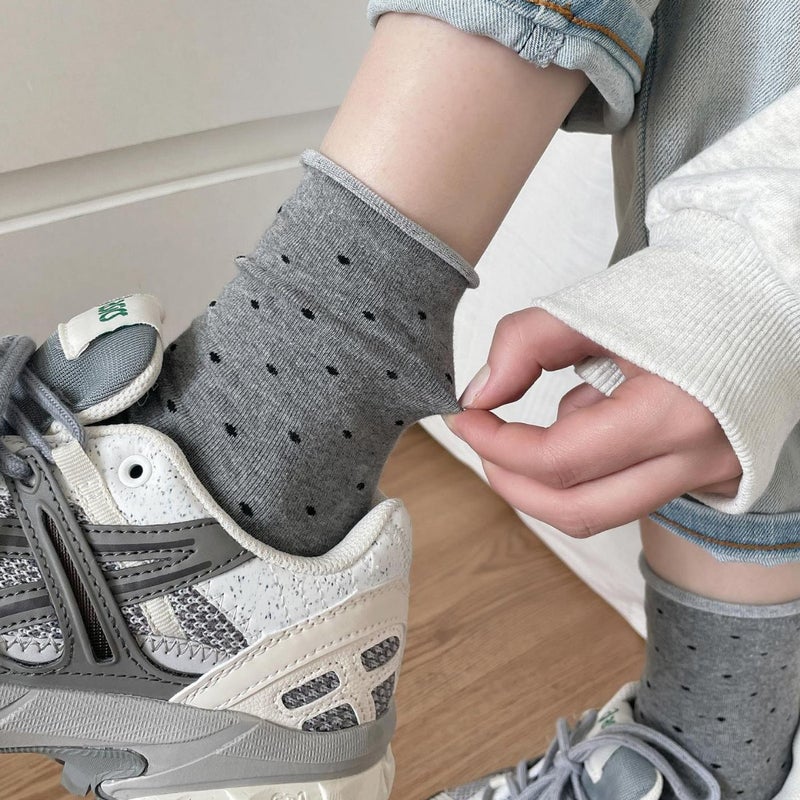 Cotton Socks Dot Pattern Breathable Summer Women White - Image 3