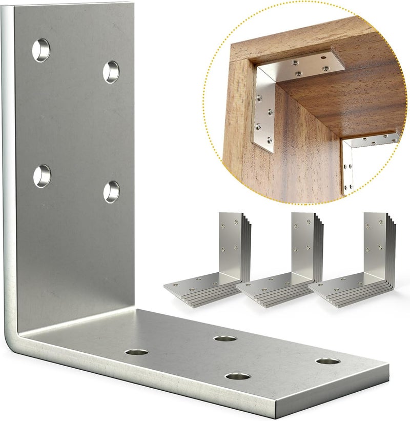 KOMOHOM （15-Pack） Heavy Duty 12-Gauge Galvanized Steel L Brackets, 3"x3" Angle Iron Corner Braces for Wood Furniture, Bed Frames, Shelving & Timber Projects (90 Degree L-Shape Metal Brackets) - Image 1
