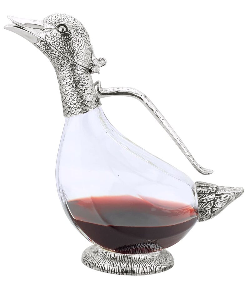 Rigeli Rigeli Regent Silverplated Duck Decanter 253 oz 750ml Carafe Wine Gift Decanter for Wine MenWomens Good Gift on Special Day