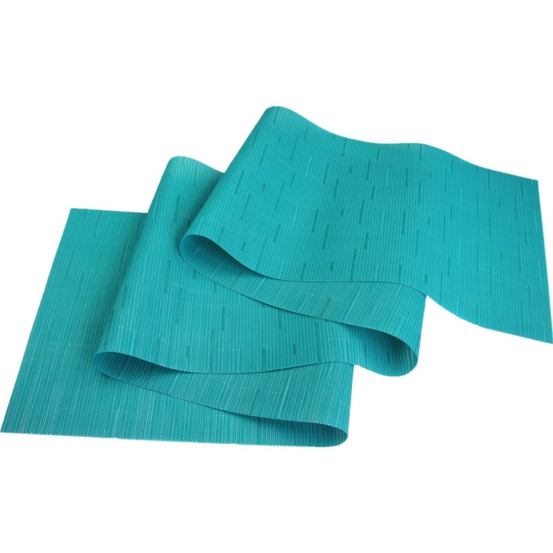 PIGCHCY Elegant Placemats with Matching Table Runner Durable Cleaning Placemats for Dining Table Sets(6pcs Placemats+1pcs Table Runner Same Style  Turquoise) - Image 3