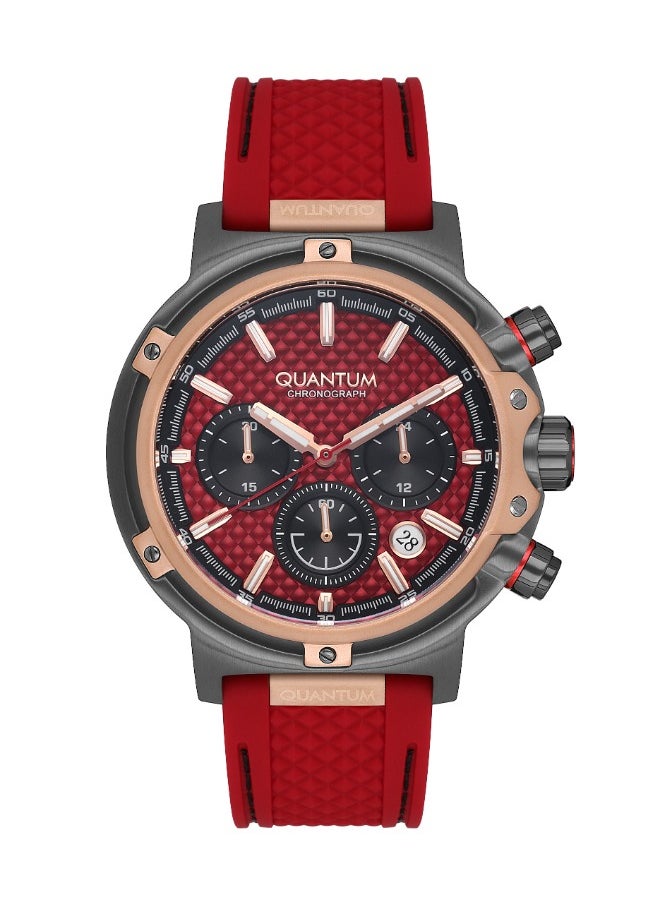 Quantum QUANTUM HNG956.888 Men Chronograph Display Watch & Silicone Strap Red  - Image 1