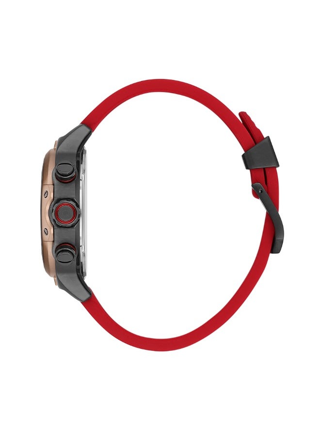Quantum QUANTUM HNG956.888 Men Chronograph Display Watch & Silicone Strap Red  - Image 2