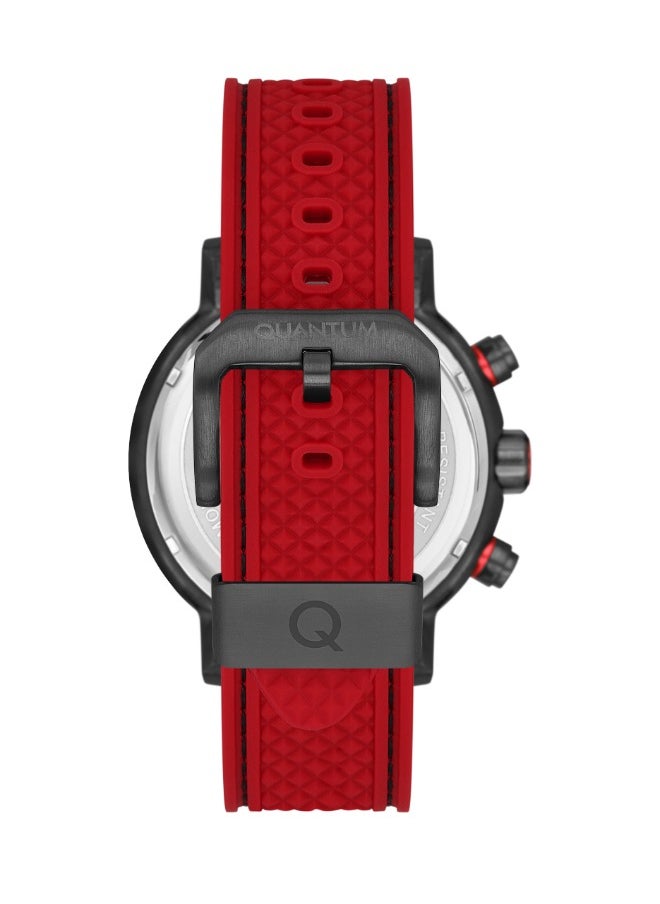 Quantum QUANTUM HNG956.888 Men Chronograph Display Watch & Silicone Strap Red  - Image 3
