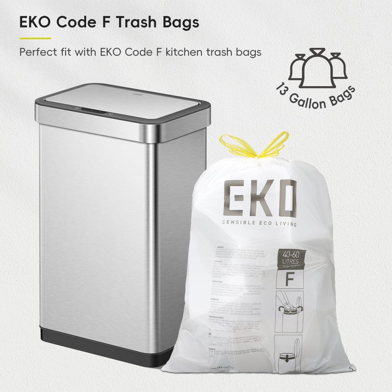 EKO EcoNova 13.2 Gallon/ 50L Automatic Sensor Kitchen Trash Can, Stainless Steel Touchless Garbage Bin with Soft-Close &Stay-Open Lid, Fingerprint-Resistant - Image 3