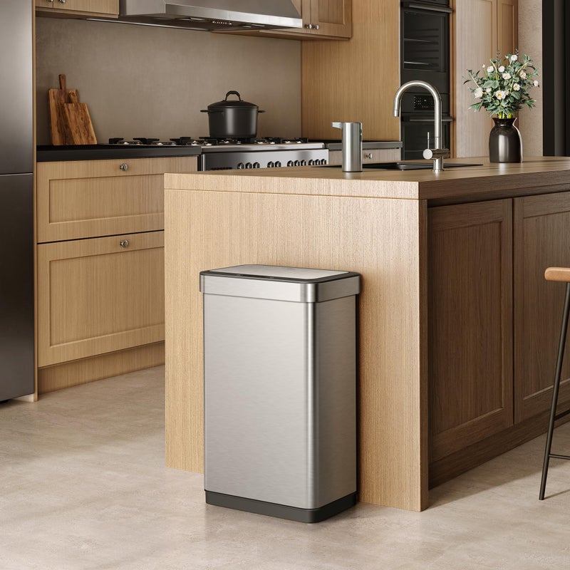 EKO EcoNova 13.2 Gallon/ 50L Automatic Sensor Kitchen Trash Can, Stainless Steel Touchless Garbage Bin with Soft-Close &Stay-Open Lid, Fingerprint-Resistant - Image 4