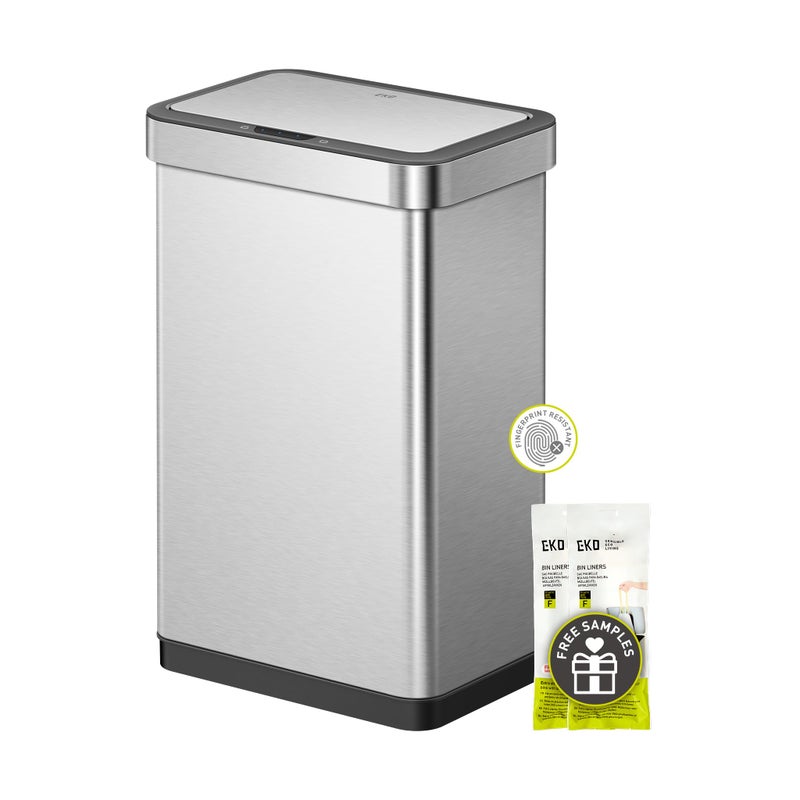 EKO EcoNova 13.2 Gallon/ 50L Automatic Sensor Kitchen Trash Can, Stainless Steel Touchless Garbage Bin with Soft-Close &Stay-Open Lid, Fingerprint-Resistant - Image 1