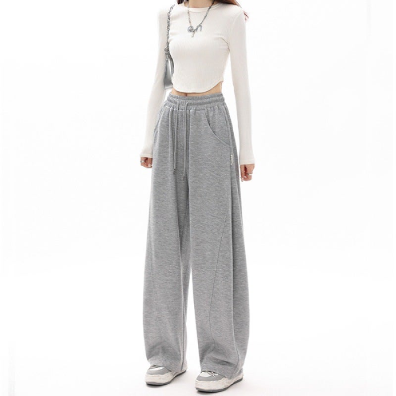 Casual Banana Joggers Slim Fit Womens Gray Wide Leg Pants Light gray