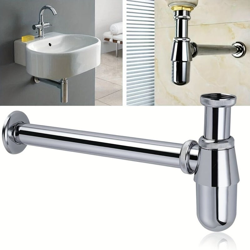 Chrome Basin Bottle Trap Anti Overflow Waste Pipe Kit 1 1/4 Inch Slip Inlet Drain - Image 2