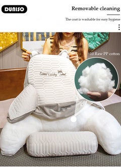 DUNISO Adult Reading Lumbar Cushion, Memory Foam Pillow Backrest with Arms, Ultra-Comfy Removable Microplush Cover and Detachable Neck Roll Unmatched Pillow for Office Home Bedroom  - Image 3