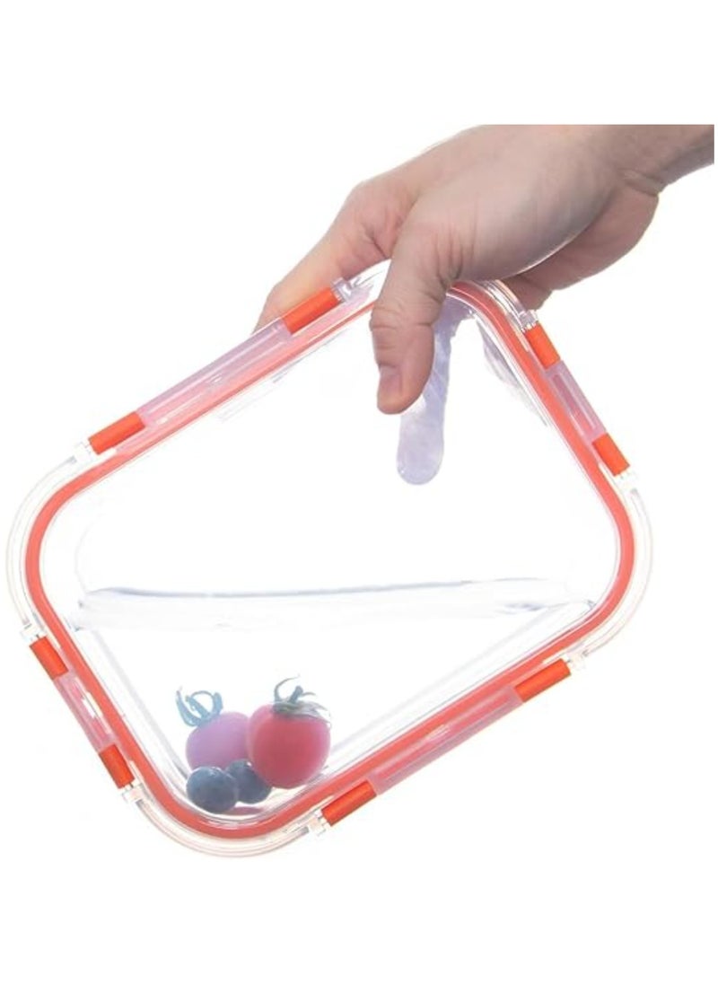 TYCOM Glass Meal Prep Containers (10 pcs Rectangle) Glass Food Storage Containers with Lids, Glass Lunch Box Portion Control, Airtight Glass Bento Box Lunch Containers 10P Rectangle Red  - Image 5