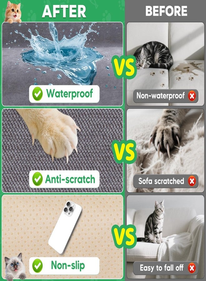 Loiion Cat Scratch Furniture Protector - Anti-Slip, Waterproof Sofa Cover to Keep Cats Off, Pet-Friendly Couch Protectors for 3 Cushion Couch, Gray Anti-Scratch Couch Cover for Pets and Kids 118"X71" - Image 4