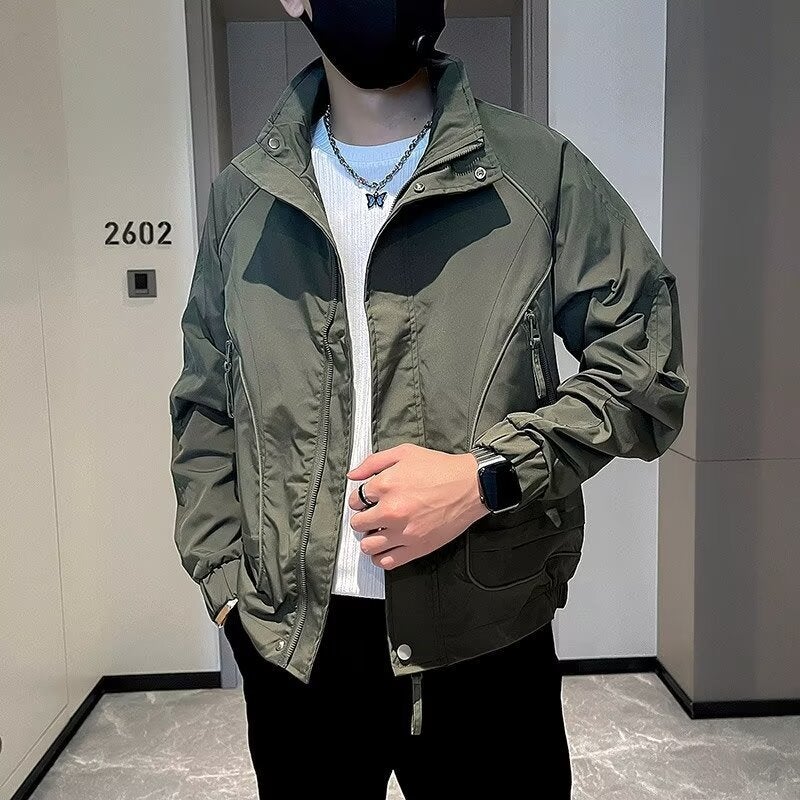 Style Work Jacket Men'S Fashionable Jacket All-Match Loose Korean Style Vertical Collar Jacket Jacket - Image 4