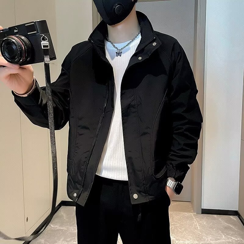 Style Work Jacket Men'S Fashionable Jacket All-Match Loose Korean Style Vertical Collar Jacket Jacket - Image 2