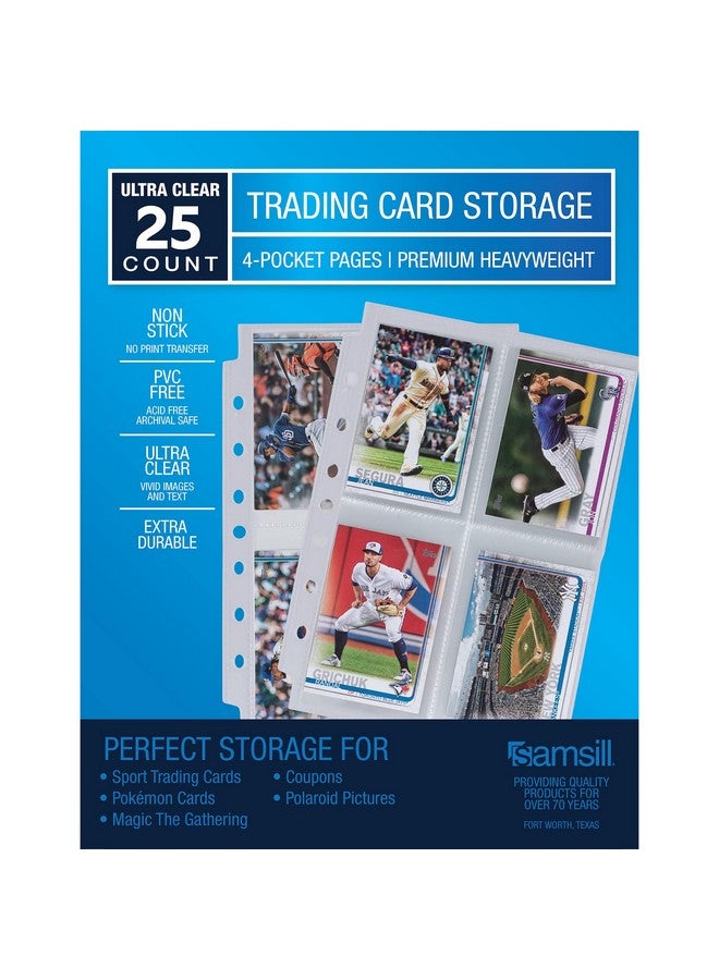 سامسيل 4 جيوب لحافظات بطاقات التداول، 25 حزمة تناسب 3 مجلدات صغيرة دائرية، 100 جيب تحميل جانبي يحمل 2.5 × 3.5 بوصة، بطاقات الألعاب، بطاقات العمل، البطاقات الرياضية - Image 1