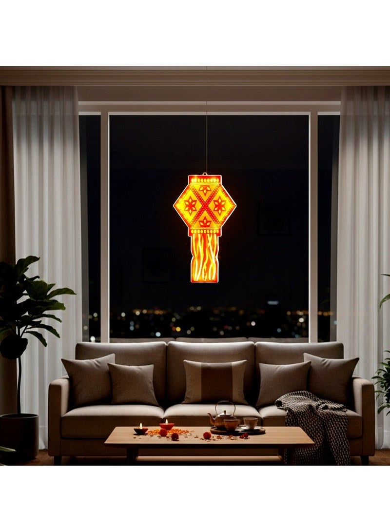 ZAYO LED Lantern Hanging Decorative Light for Home Decor Bedroom Balcony Garden Wedding Party, Festival Diwali Hanging Lantern Light Indoor & Outdoor Use - 35cm - Image 2