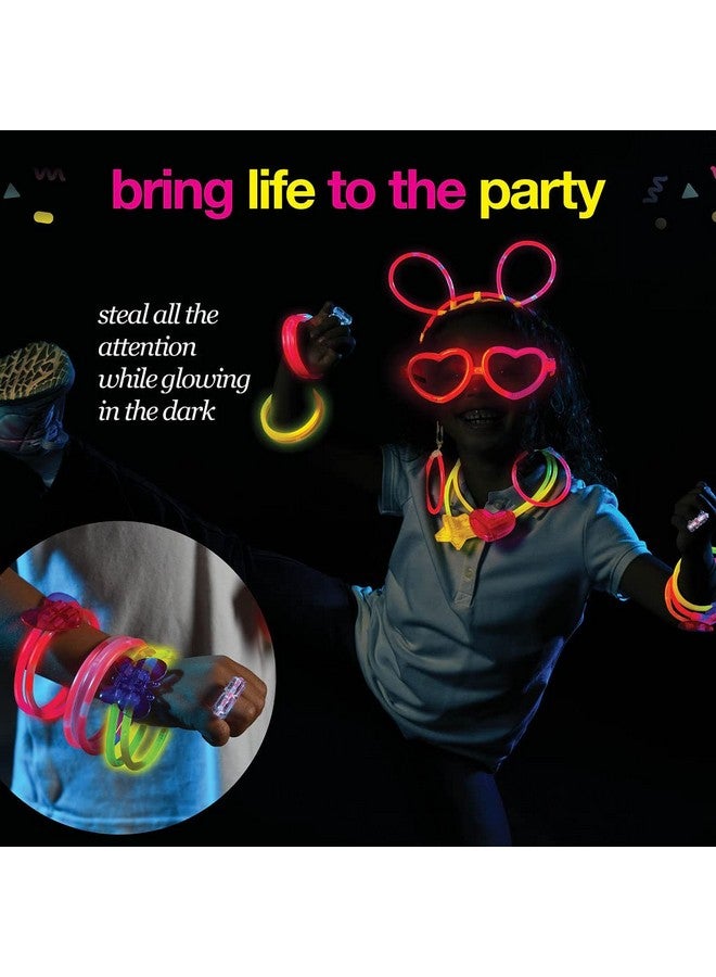 Play22 500 Glow Sticks Party Pack Necklaces And Bracelets - Ultra Bright Glow in The Dark Party Supplies, Bulk 8” Mixed Colors 200 Sticks And 300 Accessories - for Halloween, Christmas, Birthday  - Image 5